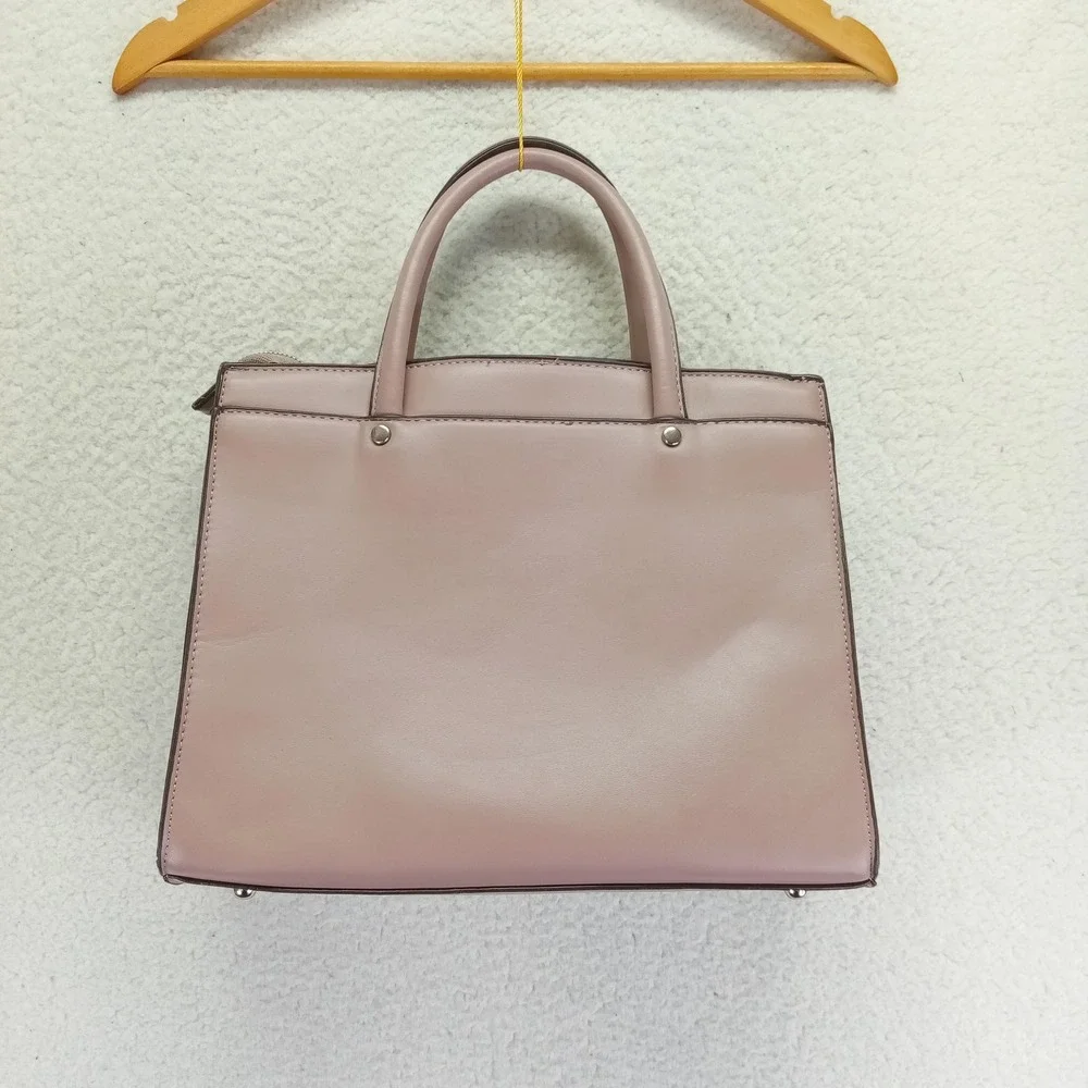 Adrienne Vittadini Pink‎ Croc Embossed Studded Satchel Handbag Crossbody Bag